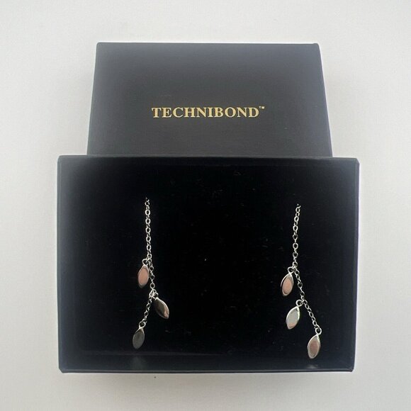 HSN Technibond Earrings Sterling Silver 925 Ear Threads Dangles Boho, Boxed - Picture 2 of 15